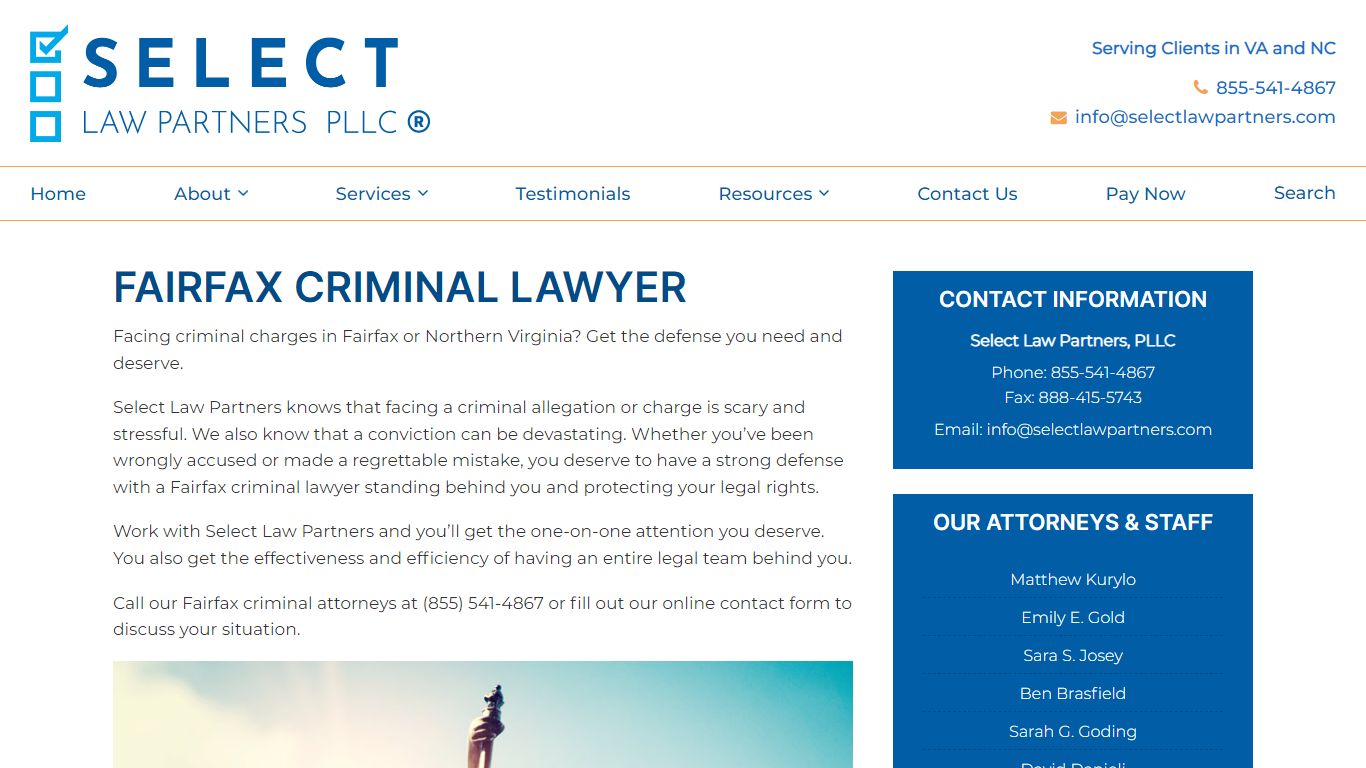 Fairfax Criminal Lawyer | Select Law Partners