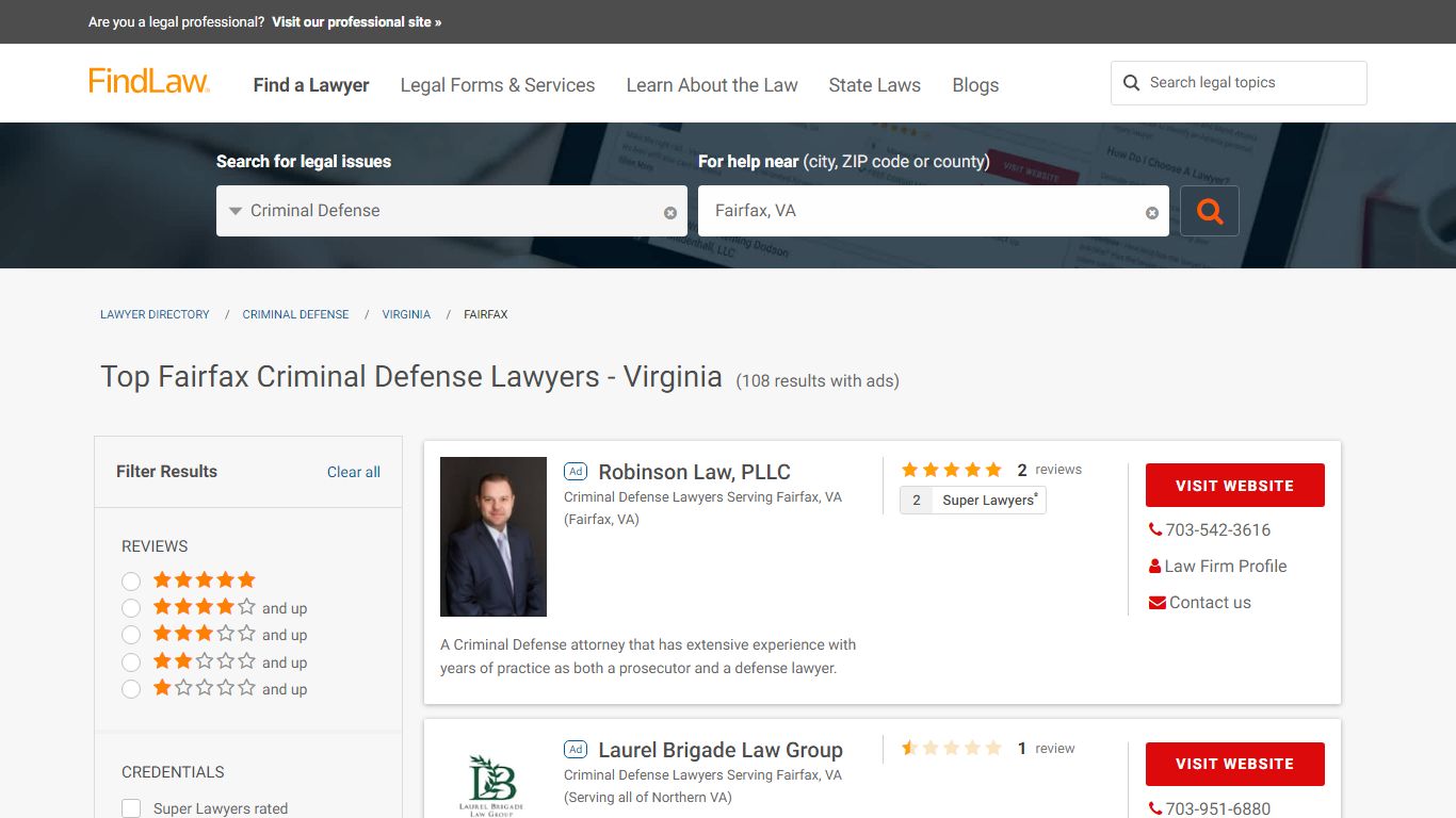 Best Fairfax Criminal Defense Lawyers & Law Firms - Virginia | FindLaw