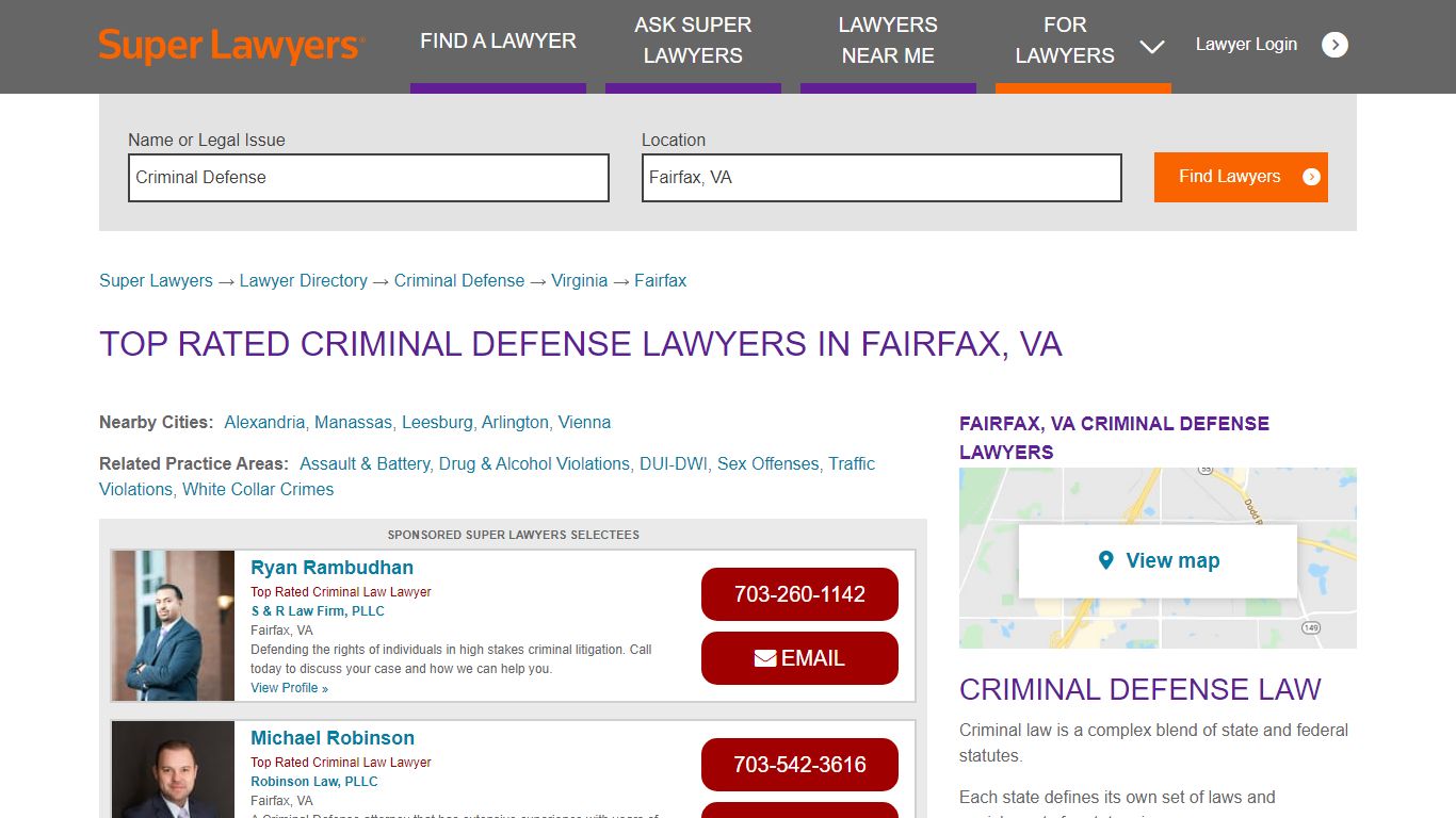 Best Fairfax, VA Criminal Defense Attorneys | Super Lawyers